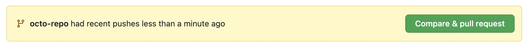 PR banner with Compare & pull request button